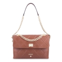 Shoulder Bag in Engraved Cow Leather and leather color