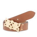 Leather Unisex Belt, golden buckle