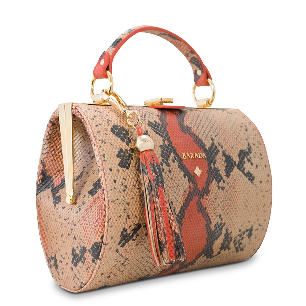 Bowling bag from our Atenea collection in Calf Leather (snake print)