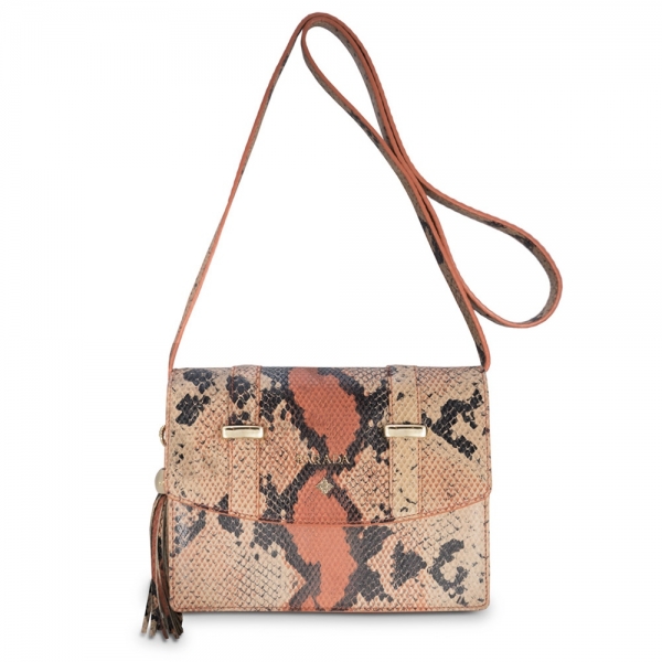 Cross Body bag from our Surya collection in Calf Leather (snake print)