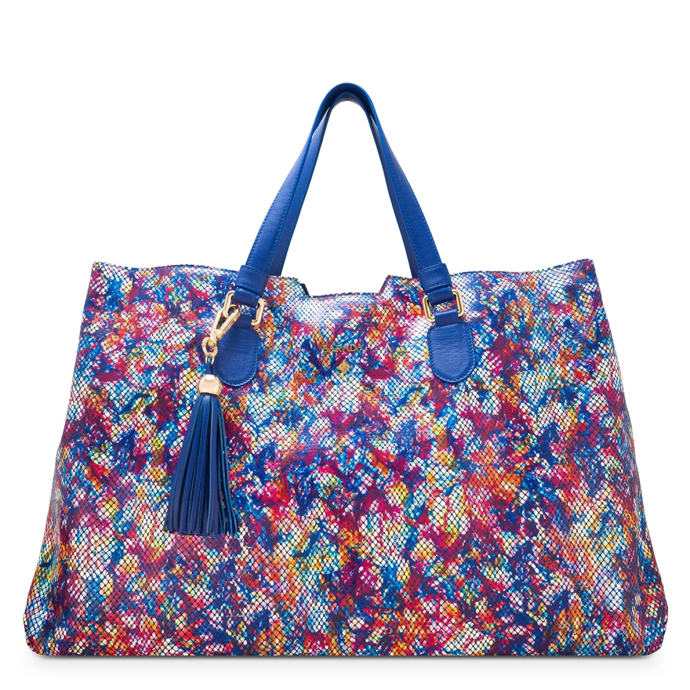 Shopping Tote handbag from our Gea collection in Calf Leather (Multicolour Textured)