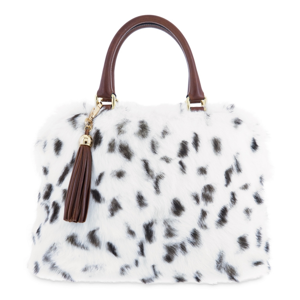 Clutch handbag from Achlys collection in Rabbit fur with spots