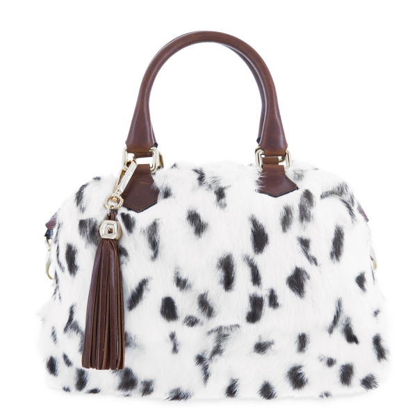 Bowling bag from Achlys collection in Rabbit fur with spots