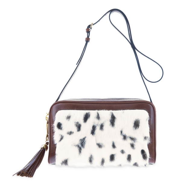 Shoulder bag from Achlys collection in Rabbit fur with spots