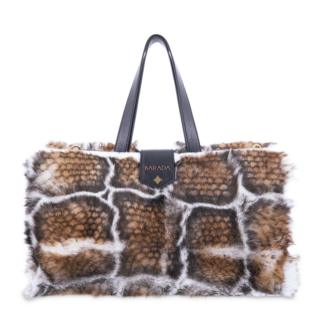 Convertible handbag from Alida collection in Calf and rabbit fur