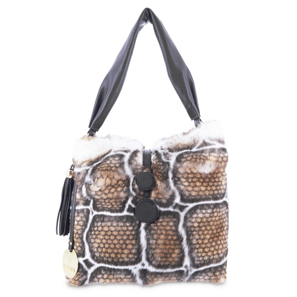 Shoulder bag from Alida collection in Calf and rabbit fur