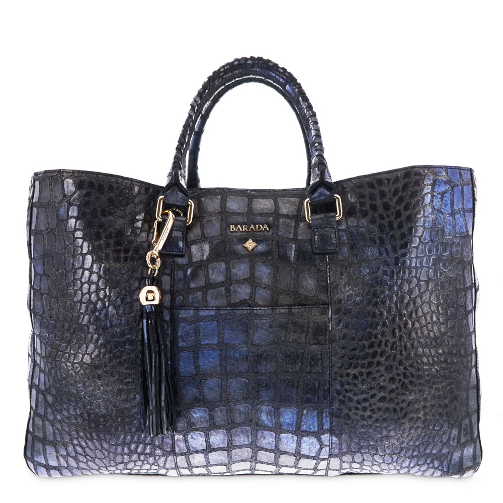 Tote - Shopping bag from Moira collection in Calf Croc print metallic finishing