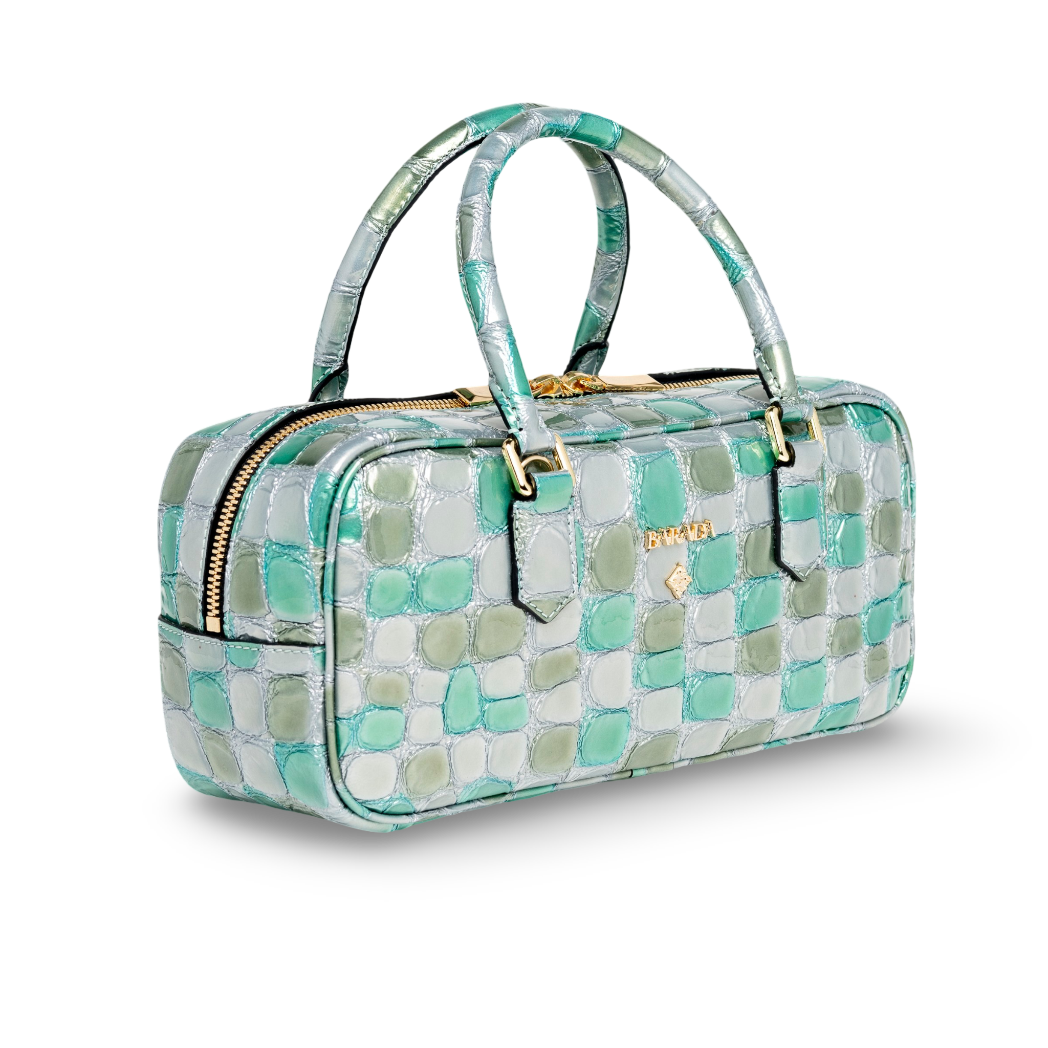 Goat leather baguette bag with a modern and elegant design