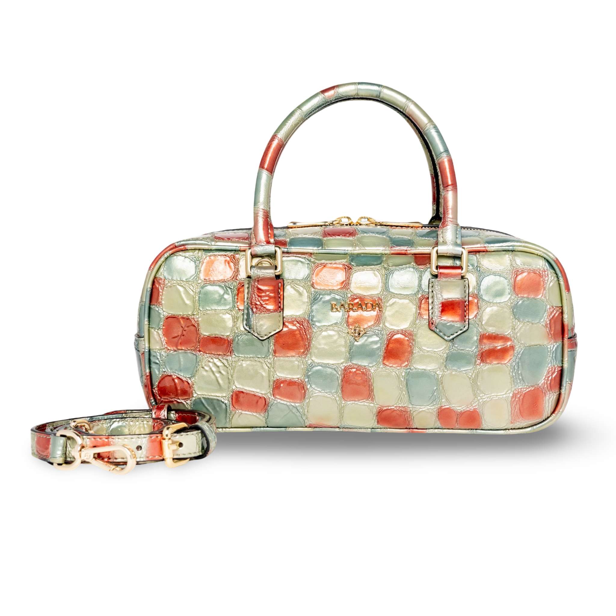 Goat leather baguette bag with a modern and elegant design