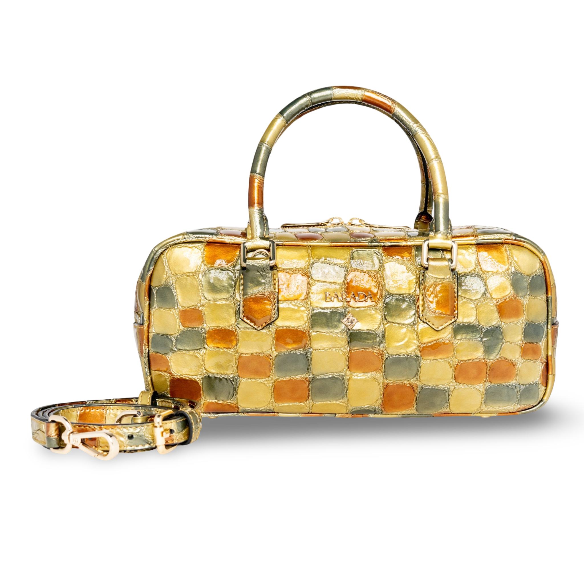 Goat leather baguette bag with a modern and elegant design