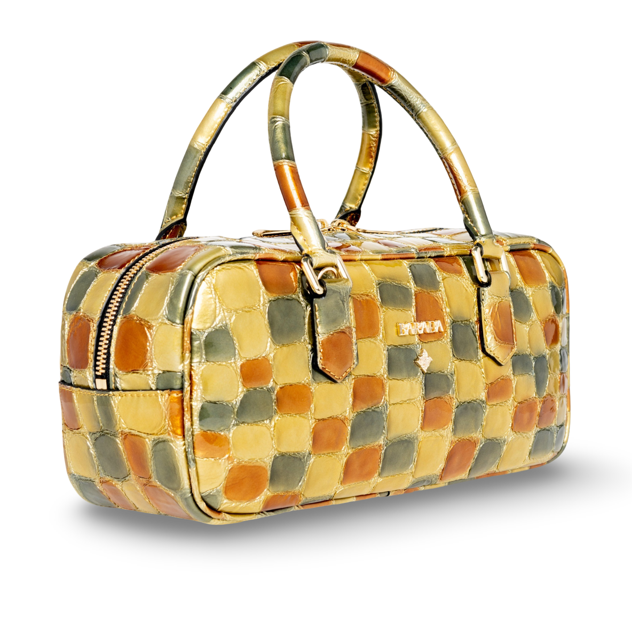 Goat leather baguette bag with a modern and elegant design