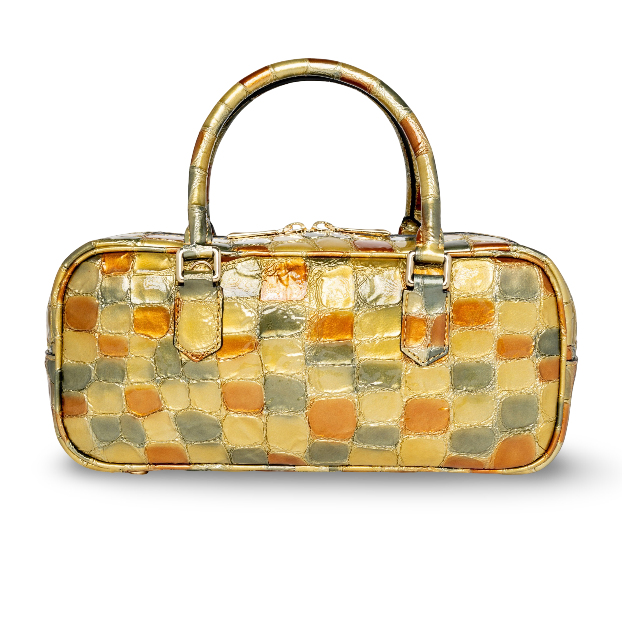 Goat leather baguette bag with a modern and elegant design