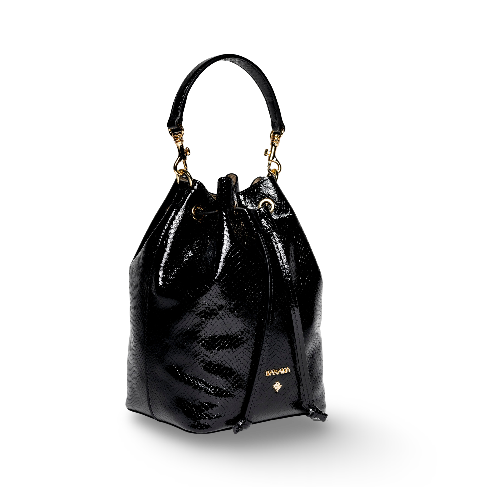 Handmade cowhide bucket handbag