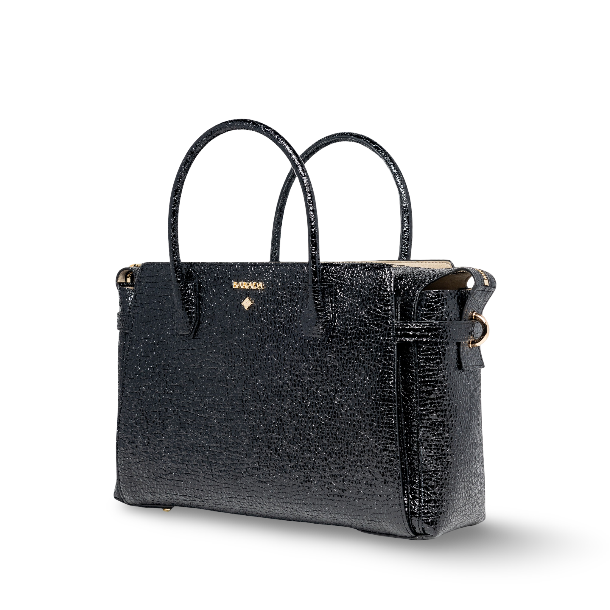 Ubrique leather handbag with patent leather finish