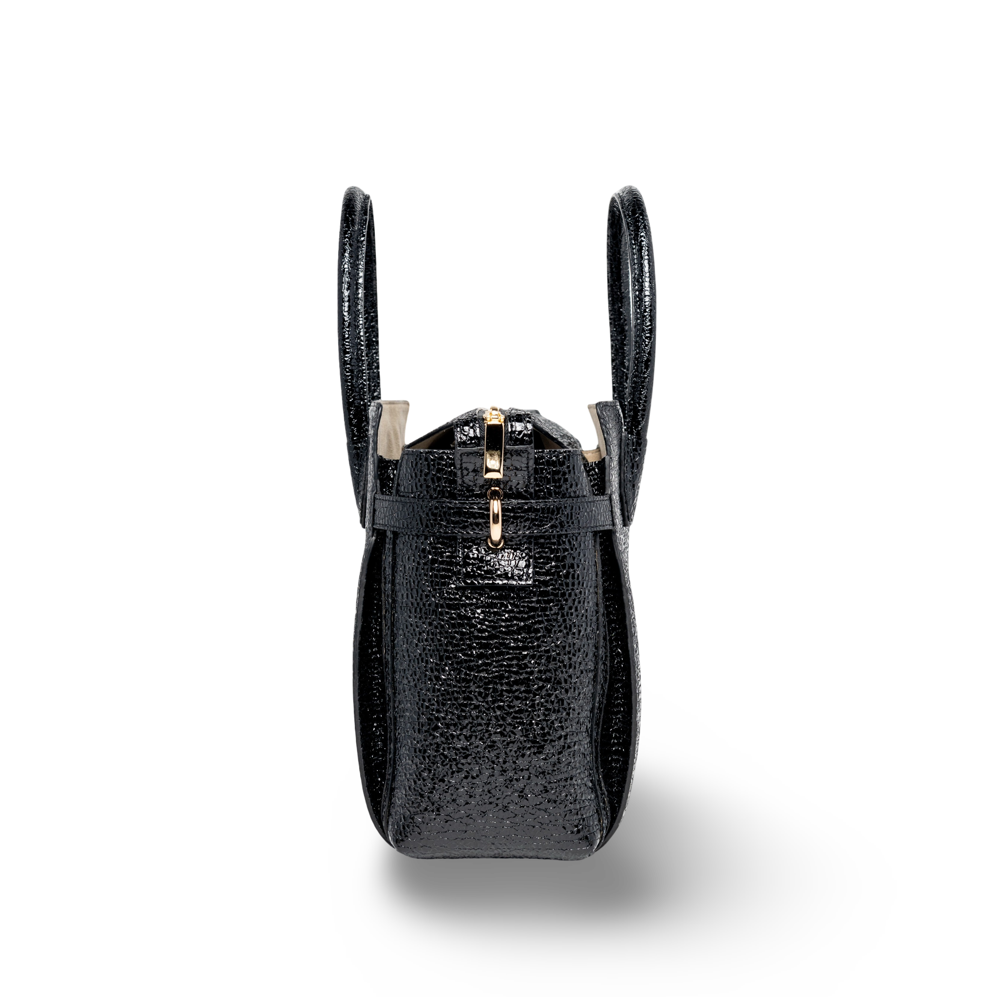 Ubrique leather handbag with patent leather finish
