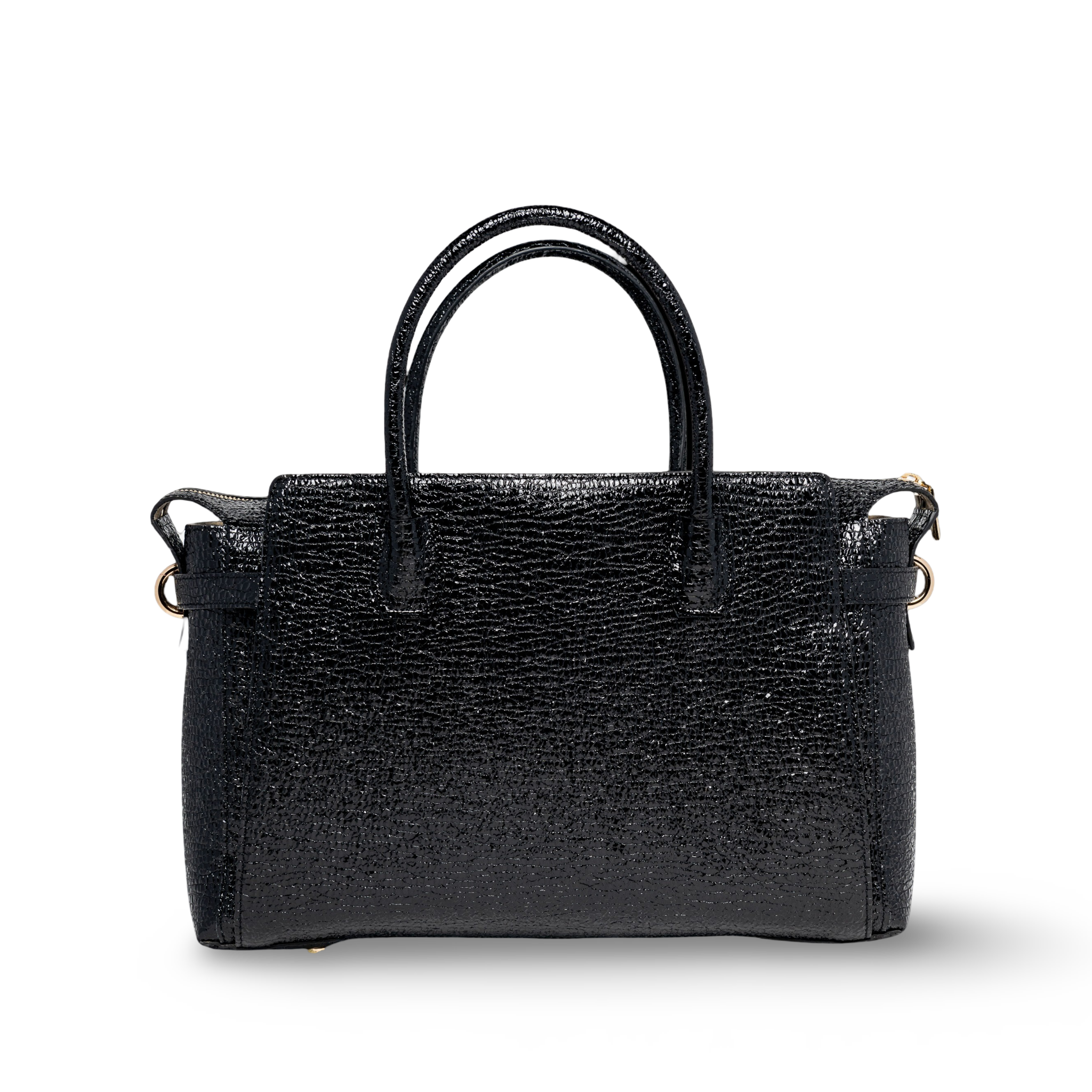 Ubrique leather handbag with patent leather finish