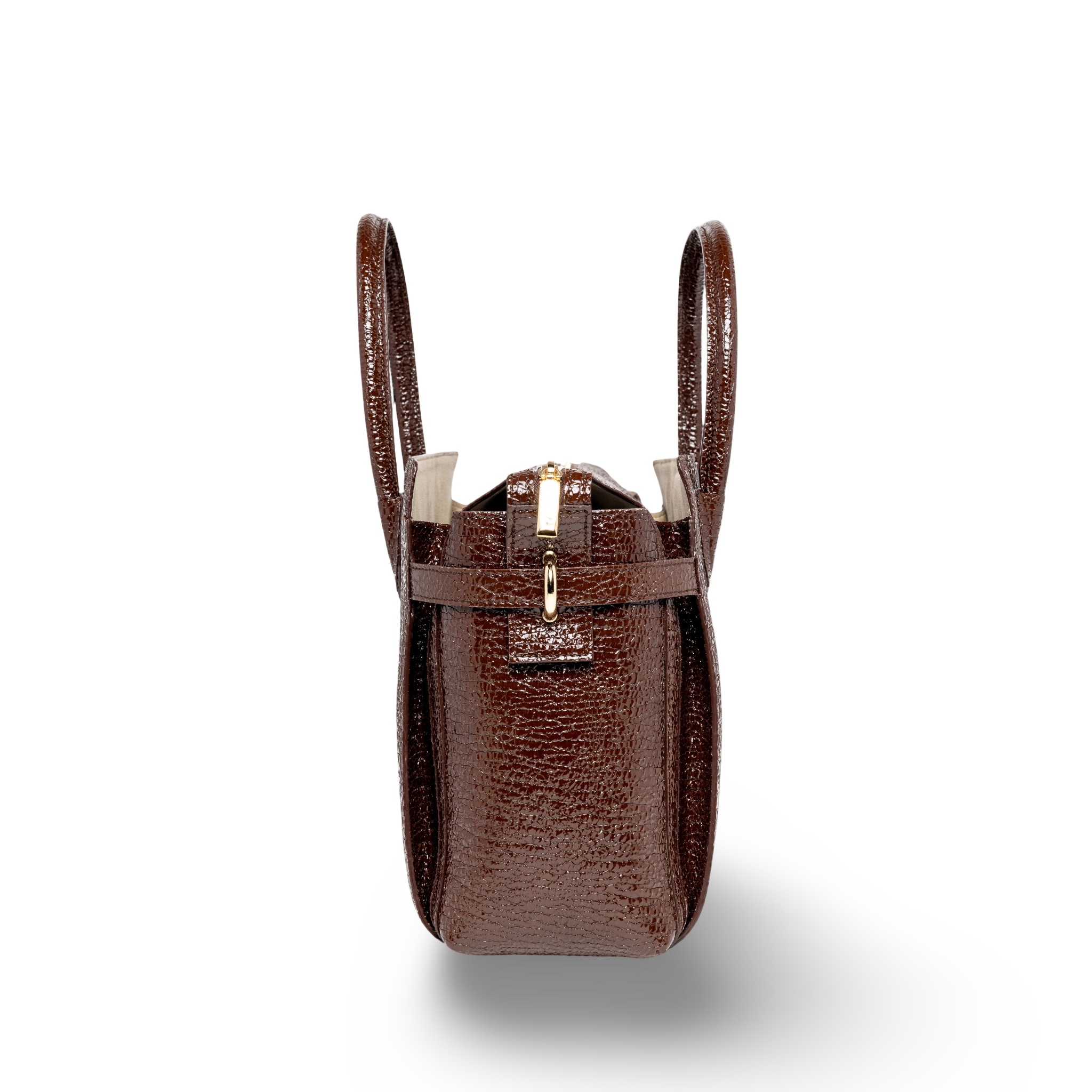 Ubrique leather handbag with patent leather finish