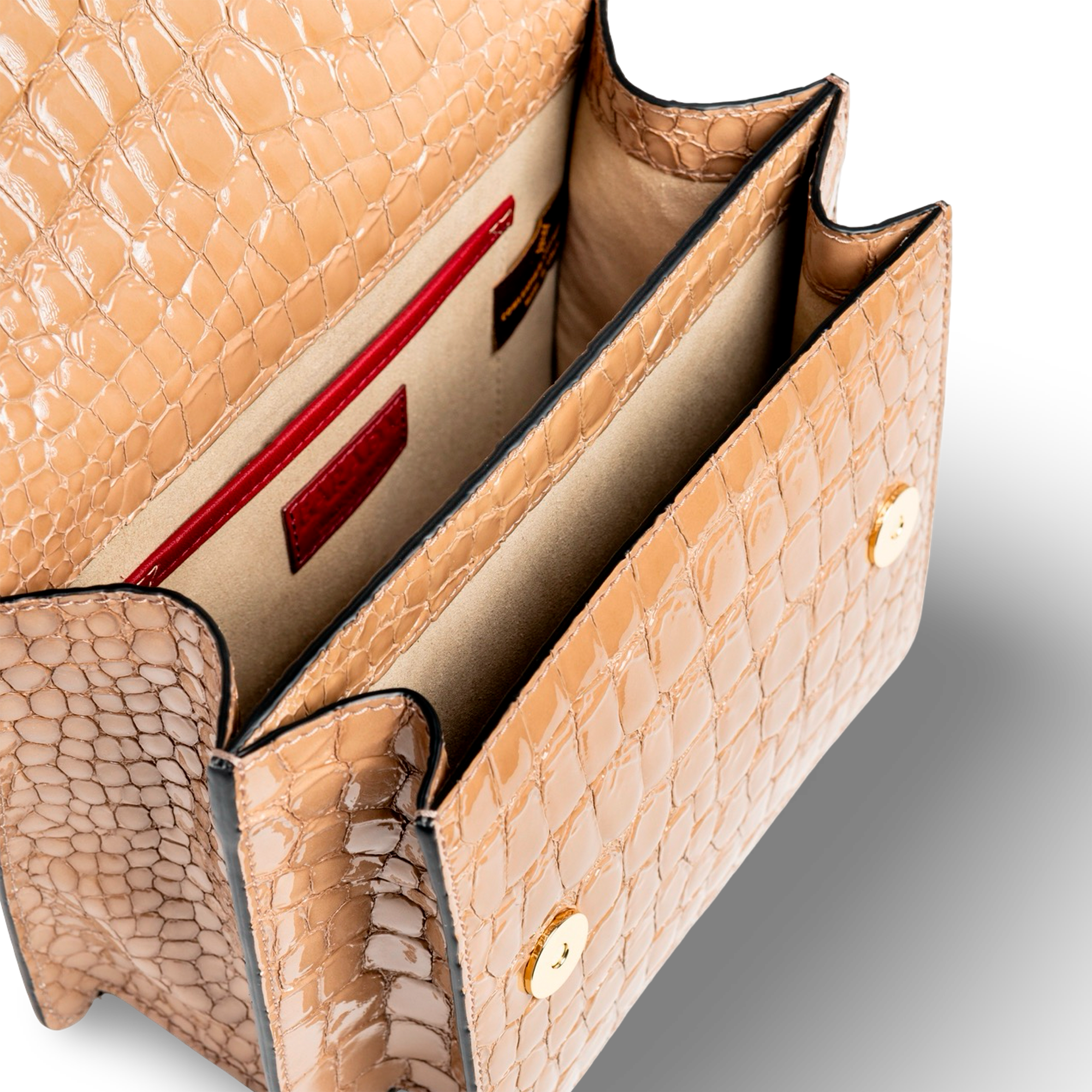 Designer handbag with goatskin handle for women