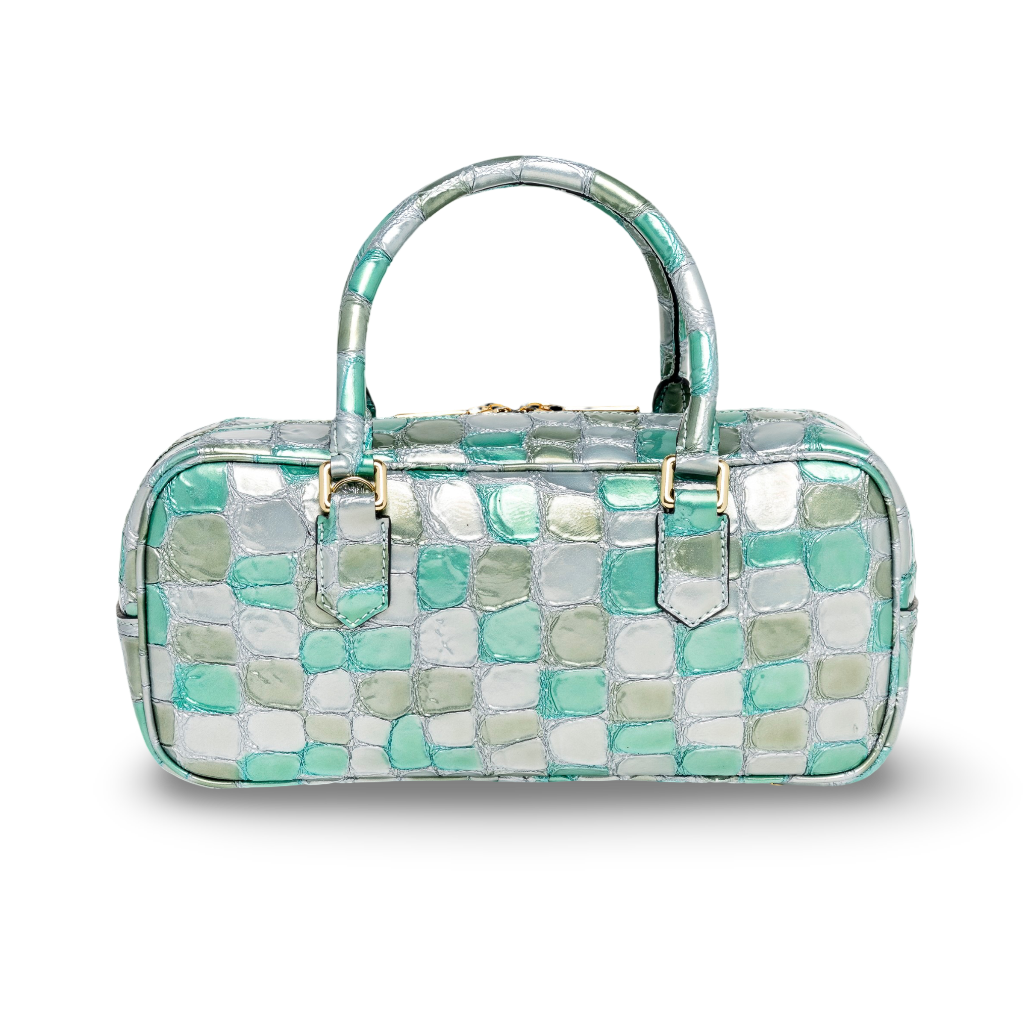 Goat leather baguette bag with a modern and elegant design
