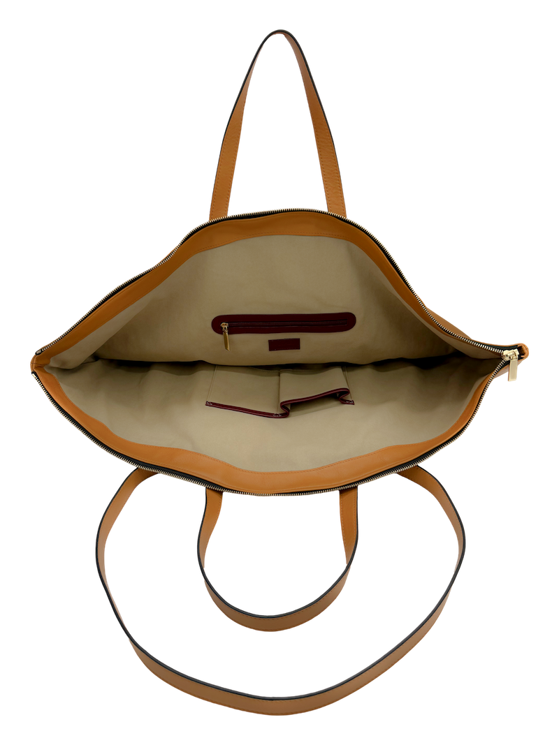 Parte interior de Bolso grande de piel para mujer de alta calidad de color albero