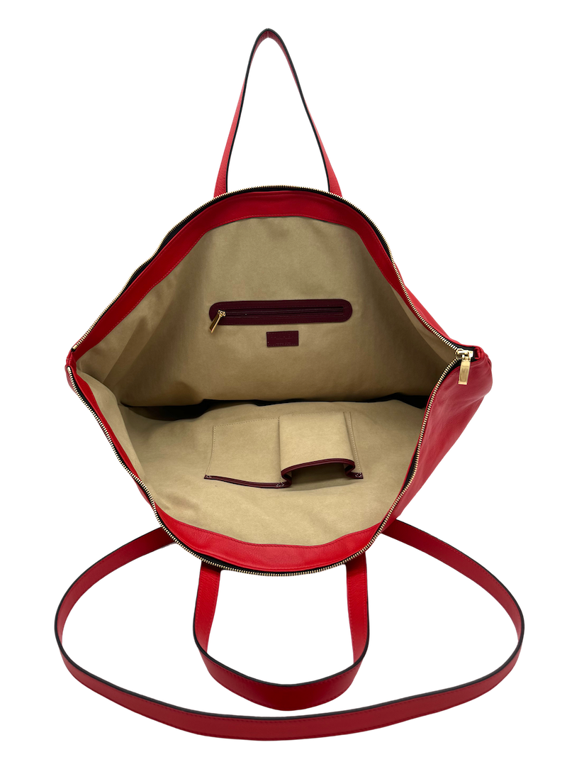 Interior de Bolso grande de piel para mujer de alta calidad de color rojo