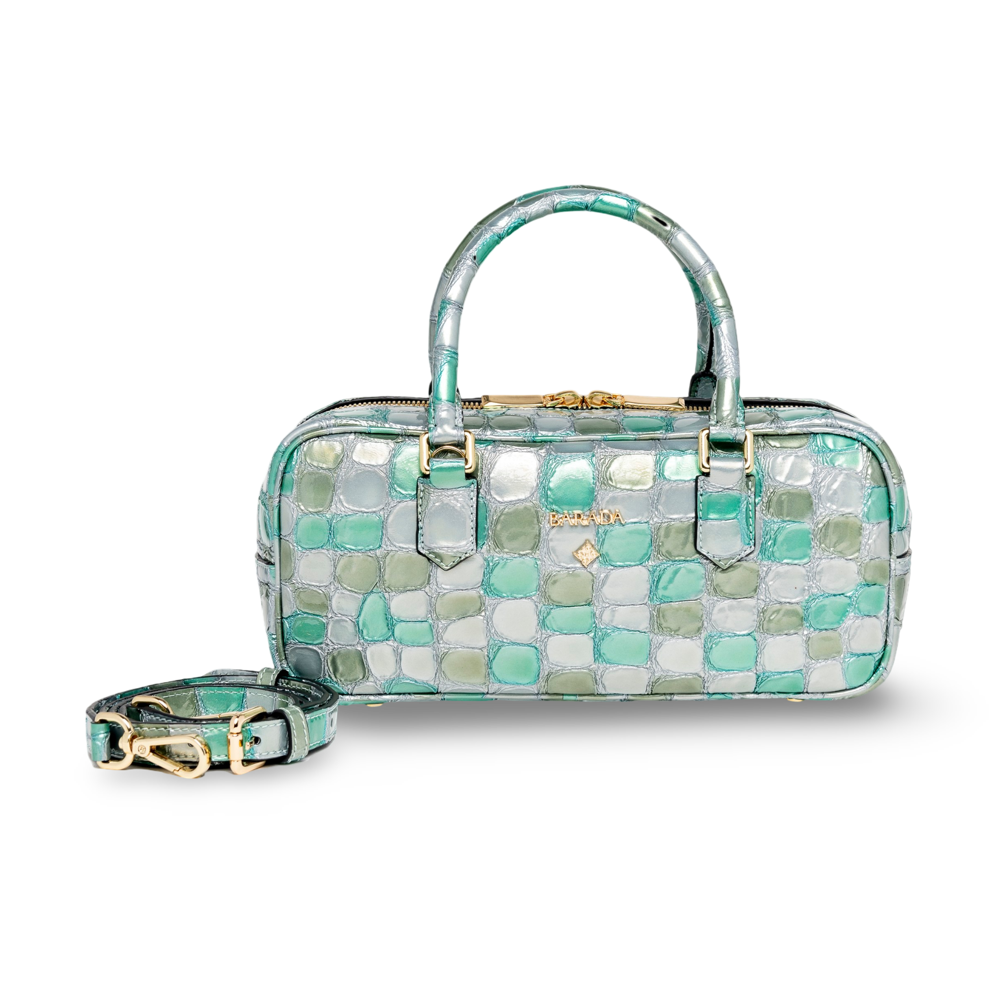 Goat leather baguette bag with a modern and elegant design